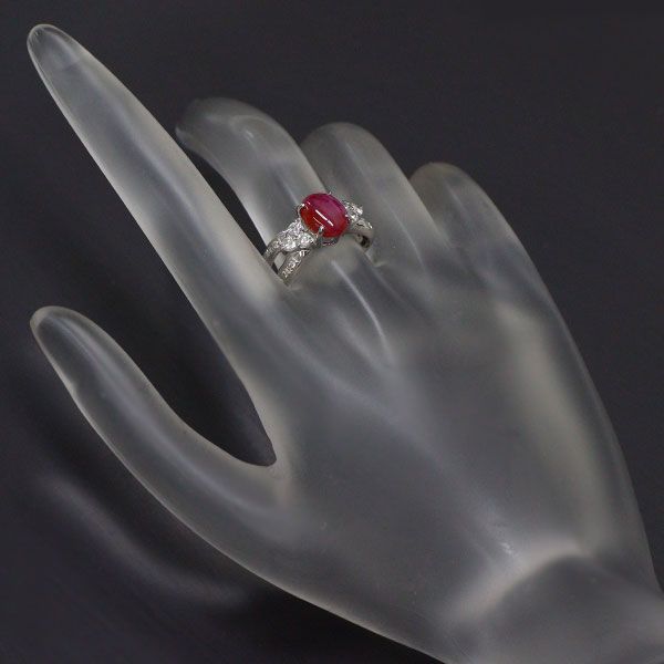 Pt900 スター ルビー ダイヤモンド リング 2.52ct D0.38ct