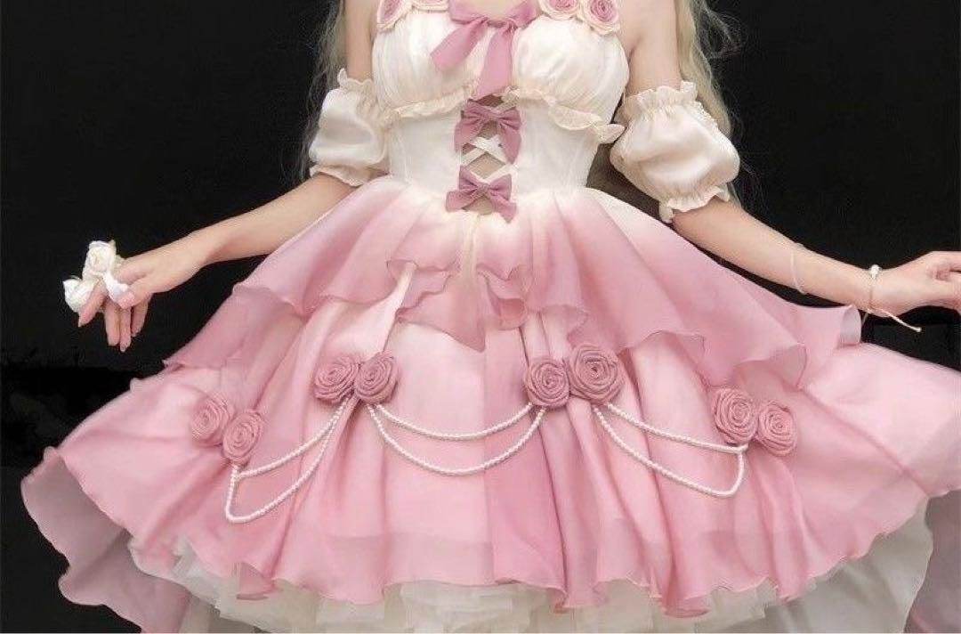 ロリータワンピース 華ロリ ティアード コスプレ衣装 ゴシック