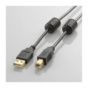 (まとめ)エレコム フェライトコア付きUSB2.0ケーブル U2C-BF10BK