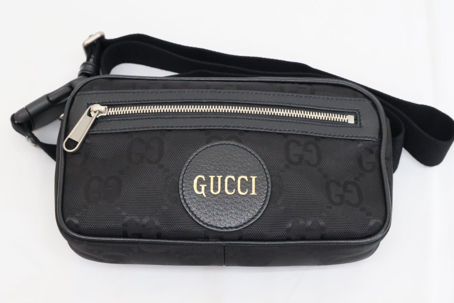 GUCCI オフザグリッド ウエストポーチ 631341 ブラック シルバー金具 GGナイロン 527066