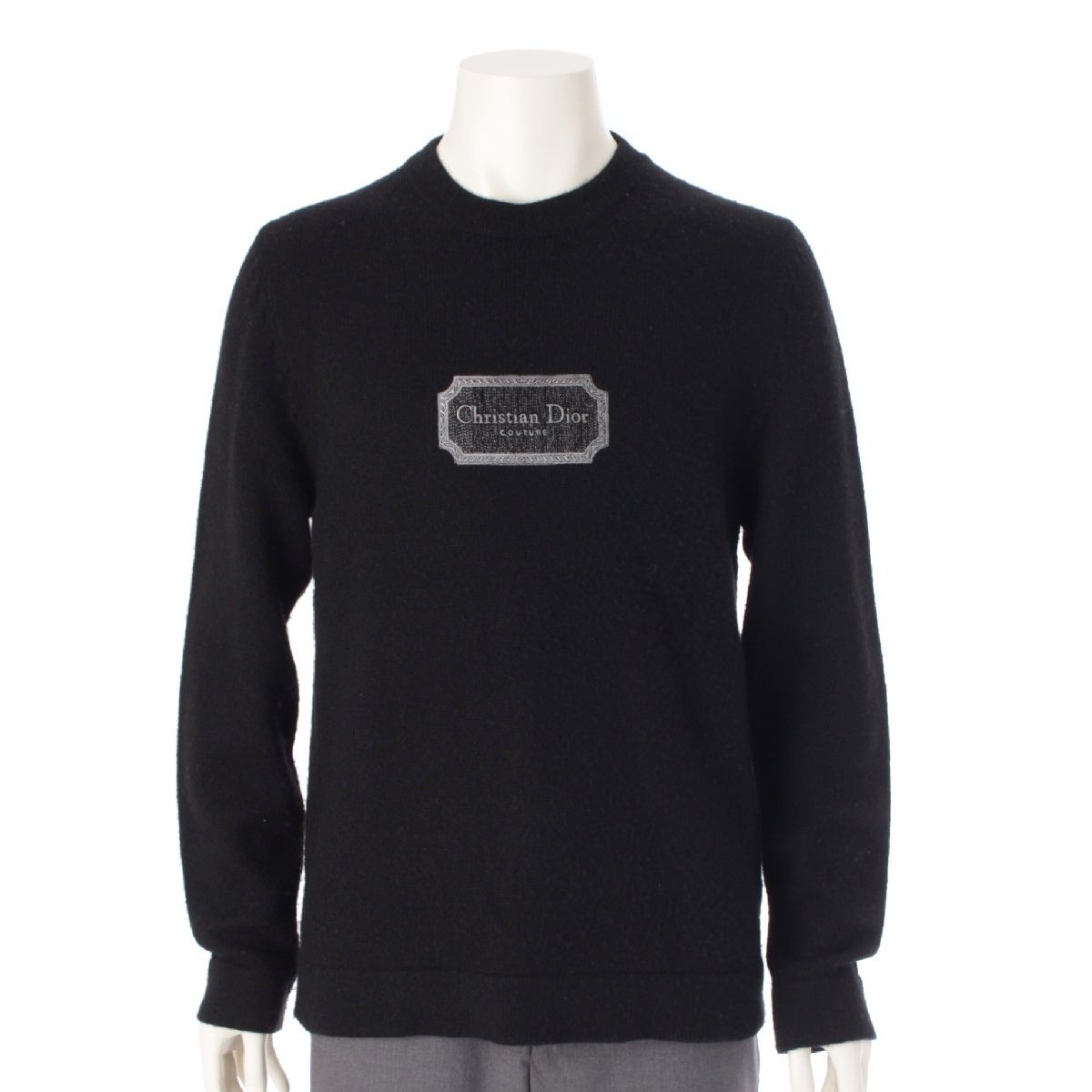 ディオール カシミヤ COUTURE ロゴ 長袖 ニット セーター トップス 243M645AT474 ブラック S【中古】