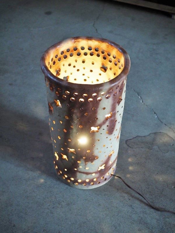 陶器製の円柱フロアスタンド レメイク作品 古録展 送料無料 品番D5142