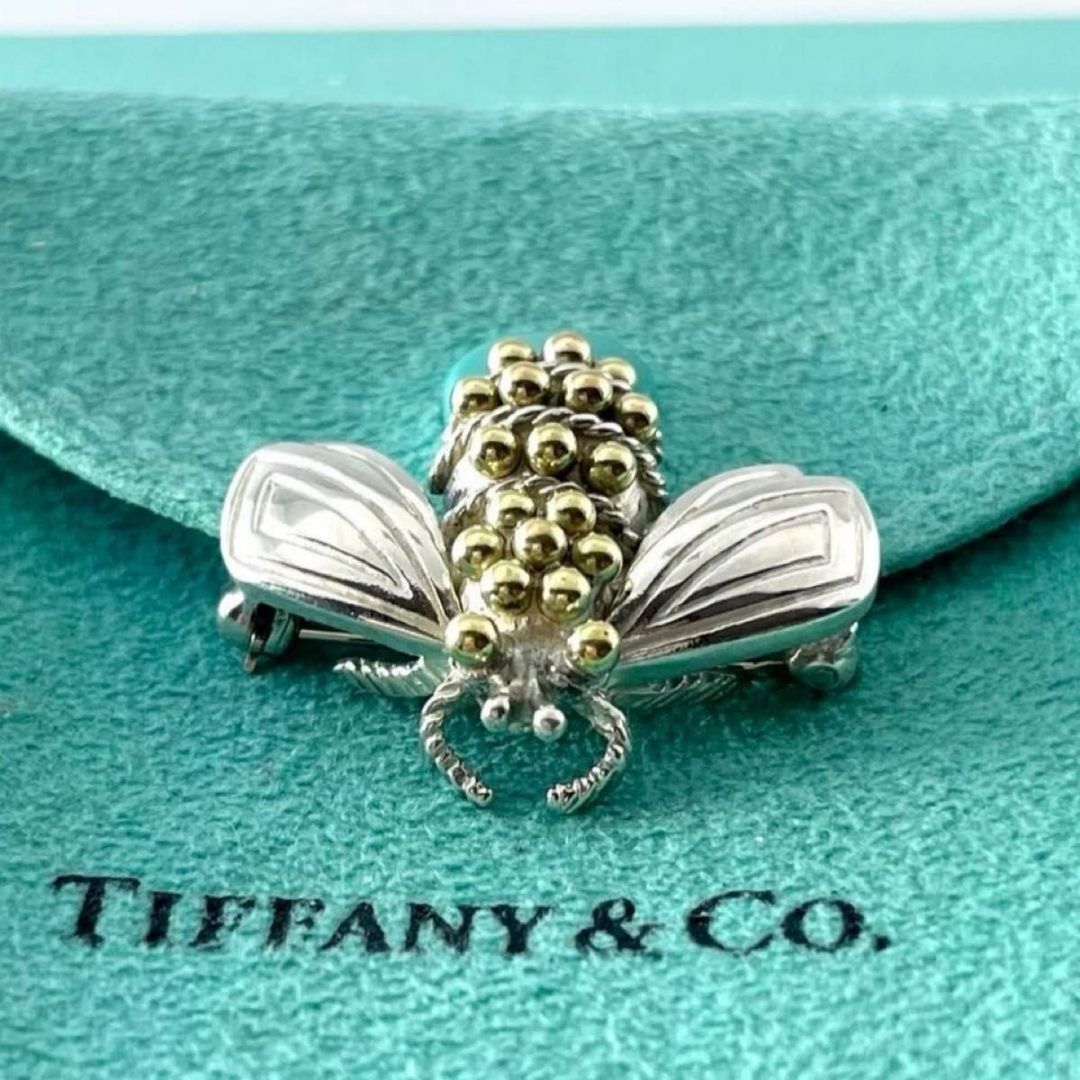 ティファニー シルバー ゴールド コンビ 蜂 ブローチ ハチ QR8fe