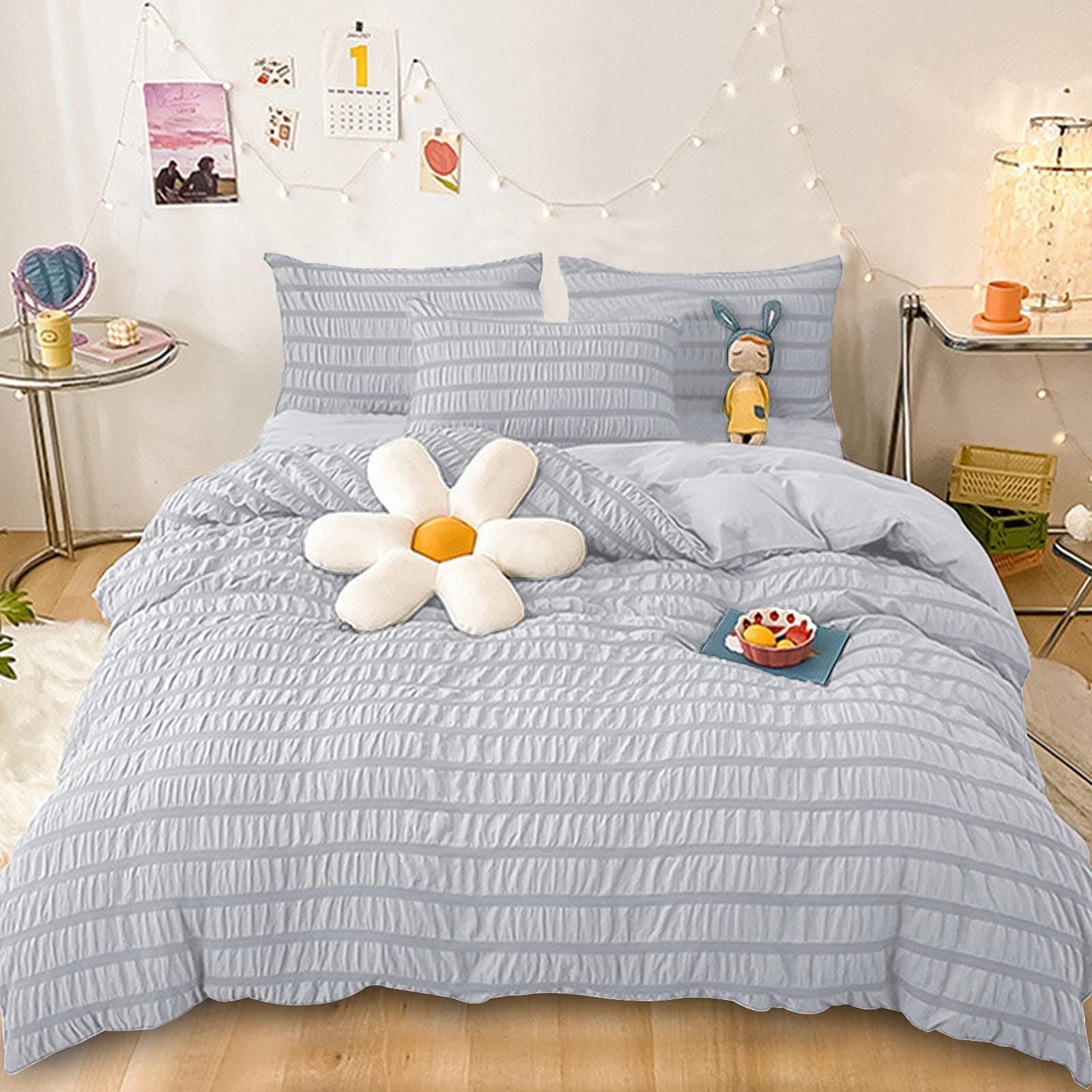新品 Cozyone 布団カバー 3点セット シングル シーツ シアサッカー生地 洋式・和式兼用 寝具カバーセット 掛け布団カバー ボックスシーツ 枕カバー ベッド用 布団用 優しい肌触り柔らかい 洗
