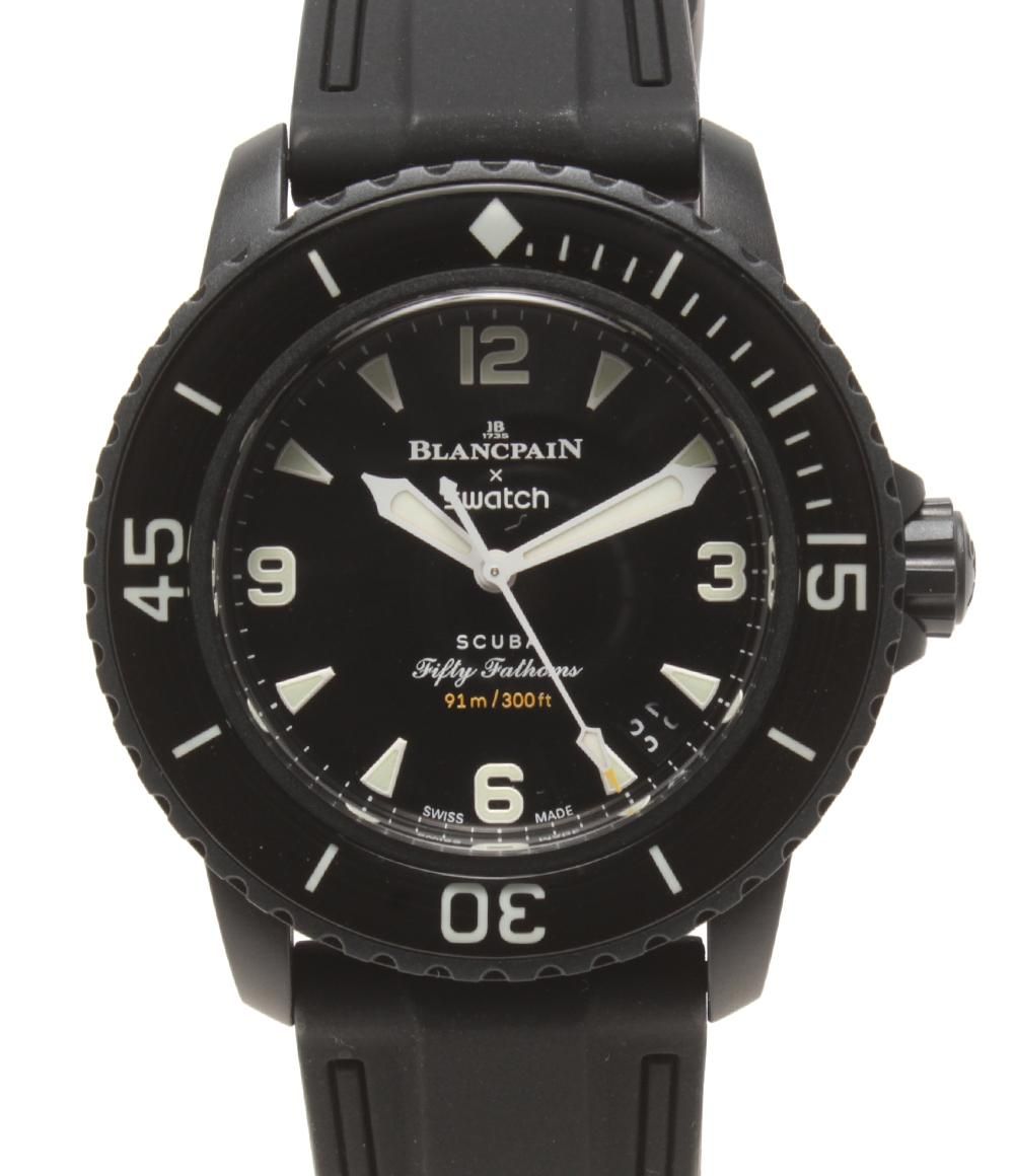 ブランパン スウォッチ 腕時計 OCEAN OF STORMS SO35B400 自動巻き ブラック レディース Blancpain Swatch
