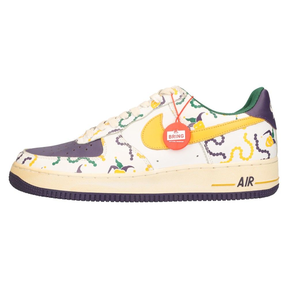 NIKE (ナイキ) 2004年製 AIR FORCE 1 LOW MARDI GRAS 306353-172 エアフォース 1 ロー マルディ  ローカットスニーカーシューズ ホワイト/パープル/イエロー US9.5/27.5cm - メルカリ