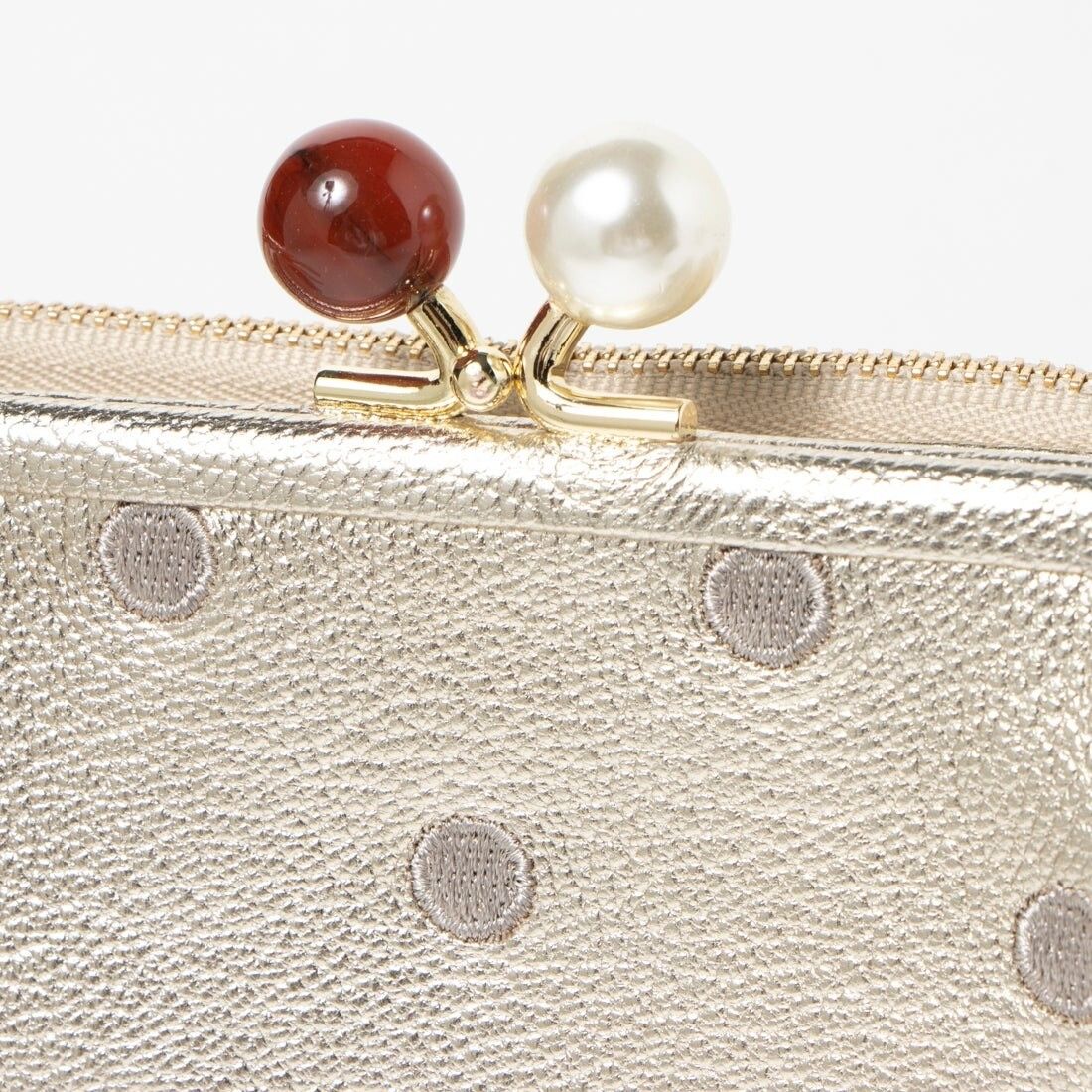 ペルケ アクリル玉がま口2つ折り財布 財布 レディース 本革 08-06-03160 MIXGR ペルケ] アクリル玉がま口2つ折り財布 財布 レディース 本革 08-06