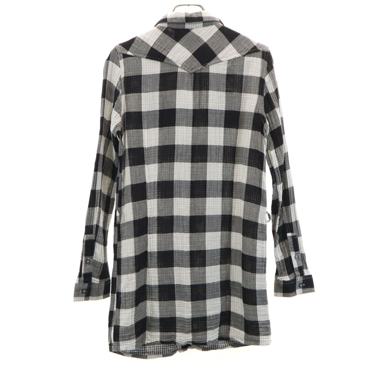 DIESEL ディーゼル チェック柄 長袖 シャツワンピース XS ブラック