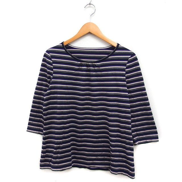 レリアン Leilian ボーダー柄 カットソー Tシャツ 7分袖
