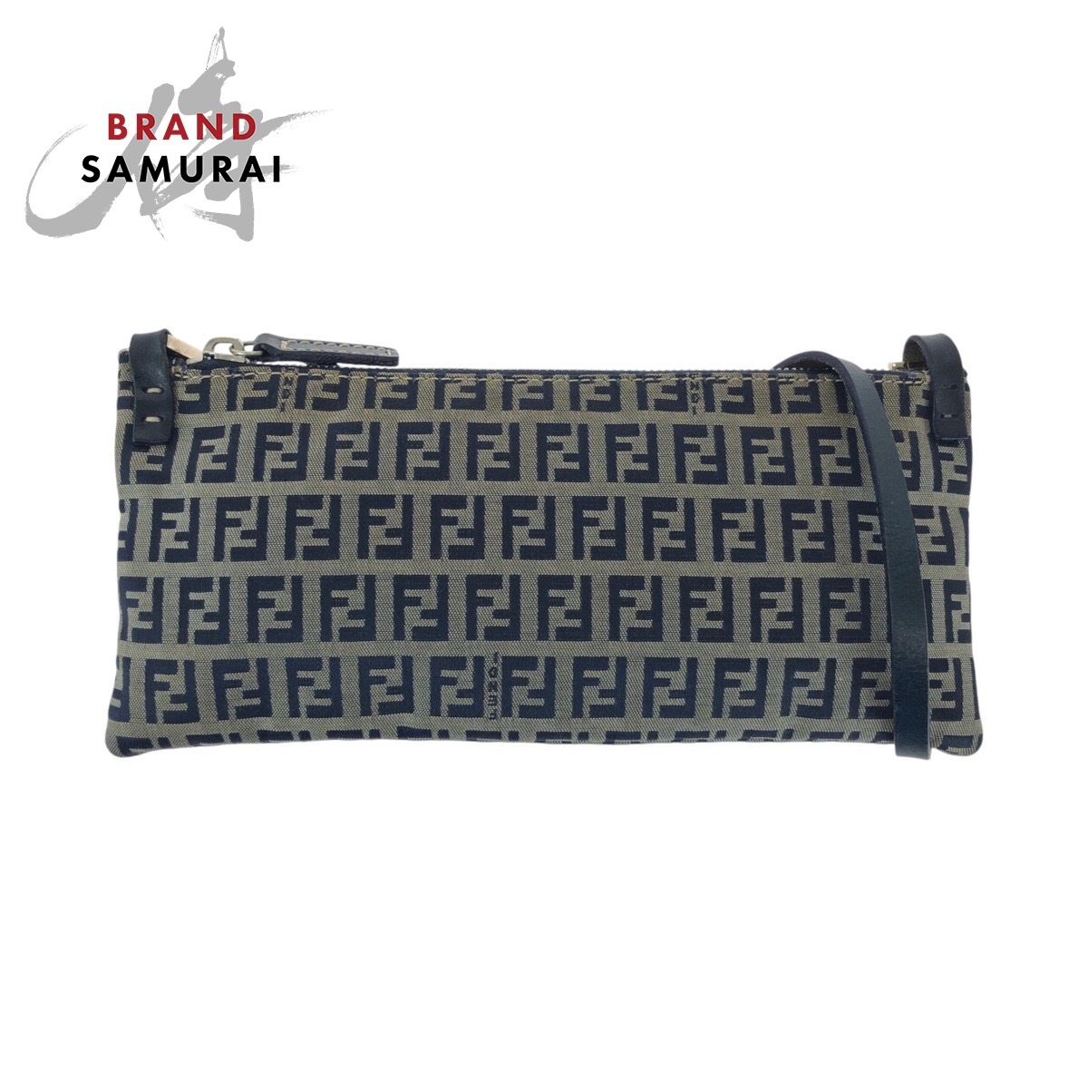 FENDI フェンディ ズッキーノ グレー ネイビー シルバー金具 FENDI フェンディ ズッキーノ グレー ネイビー シルバー金具
