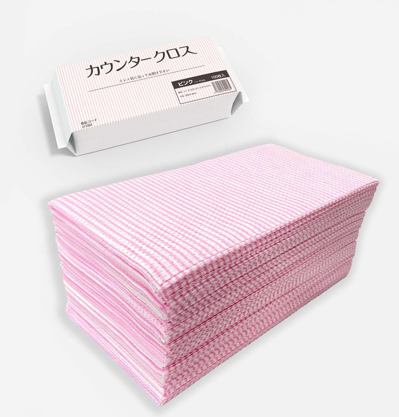 カウンタークロス 800枚入 30x60cm ピンク 使い捨て 不織布 ふきん 繰り返し使える 業務用 テーブルダスター ピンク 800枚