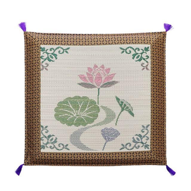 純国産 袋織 い草御前（仏前）座布団 『蓮の花』 約70×70cm