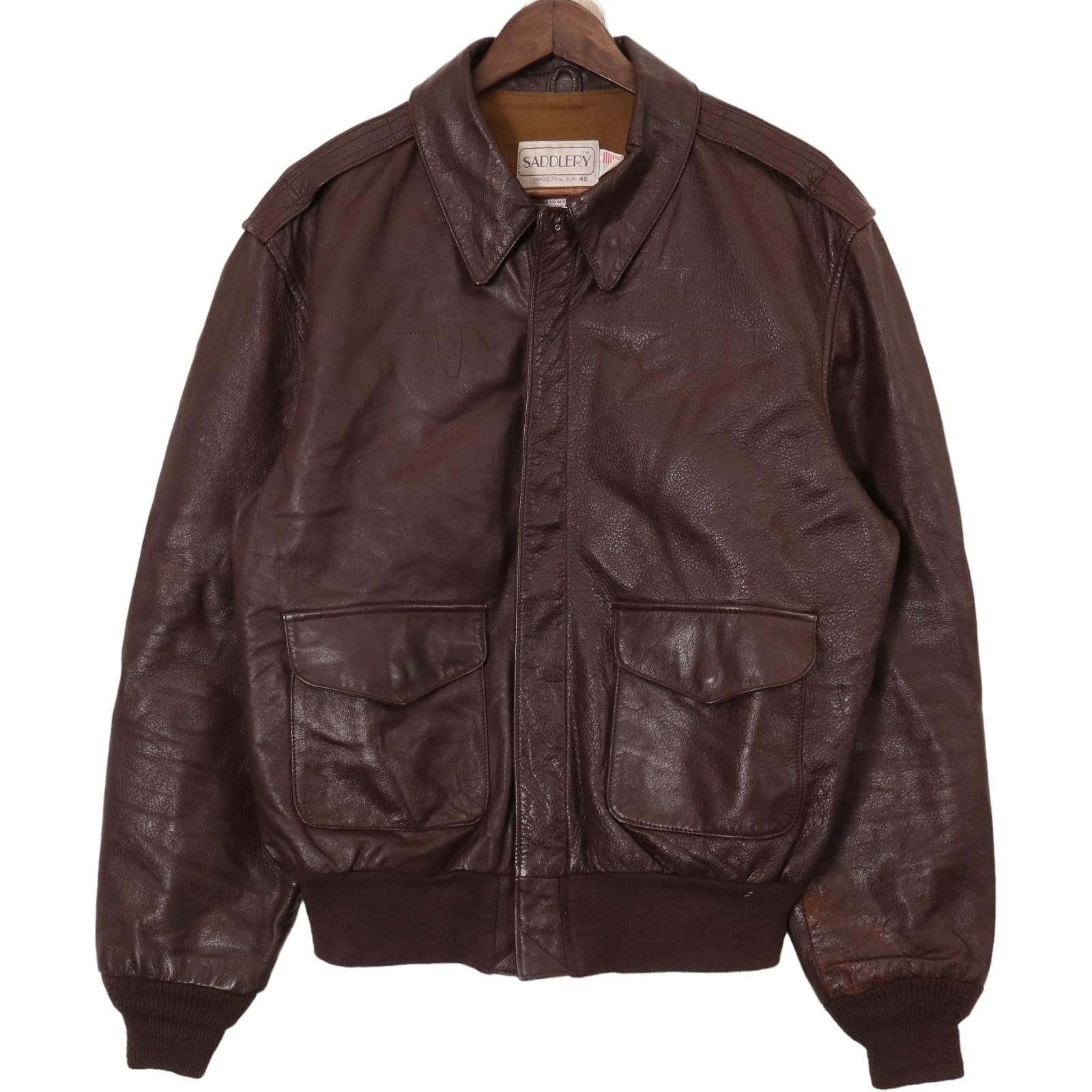 80年代 USA製 SADDLERY A-2 レザーフライトジャケット