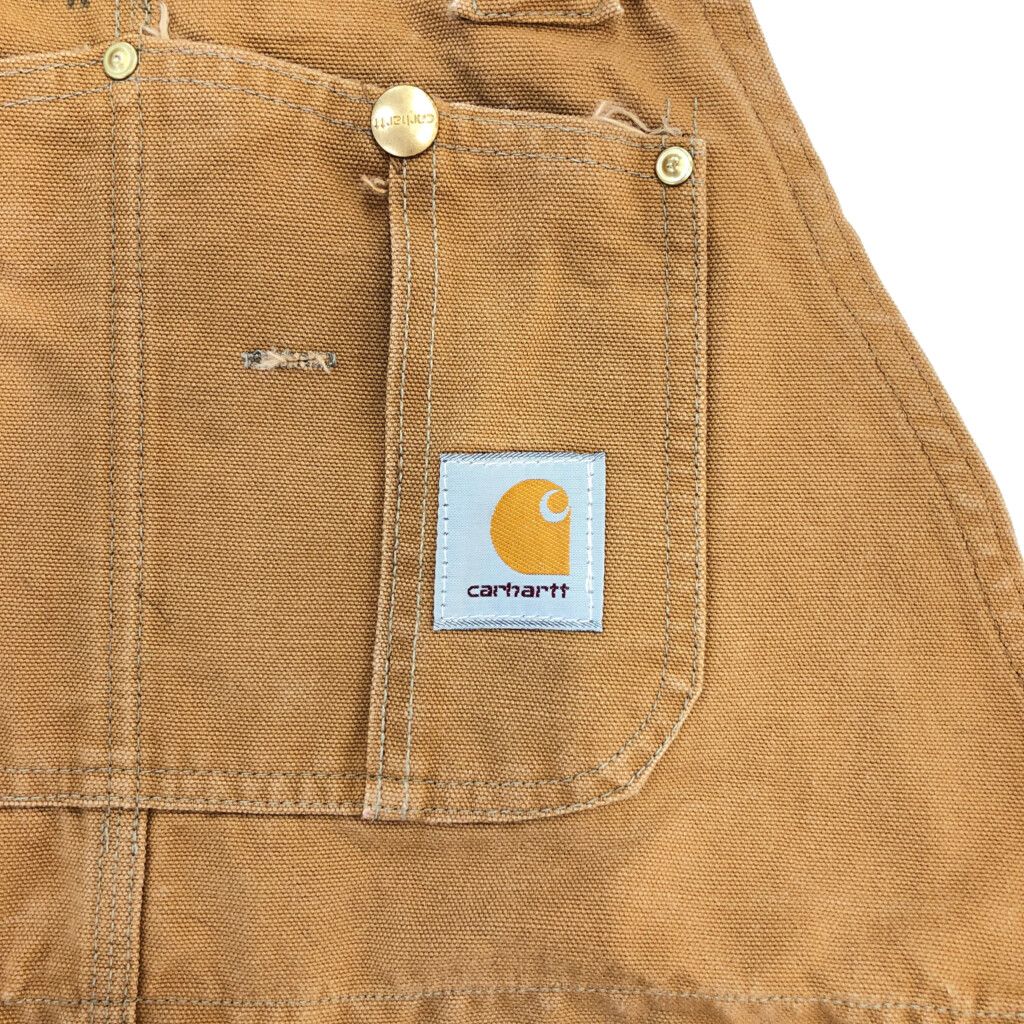 Carhartt カーハート ダック ダブルニー ビブオーバーオール オーバーオール ブラウン (メンズ 37/26相当) 中古 古着 R4452