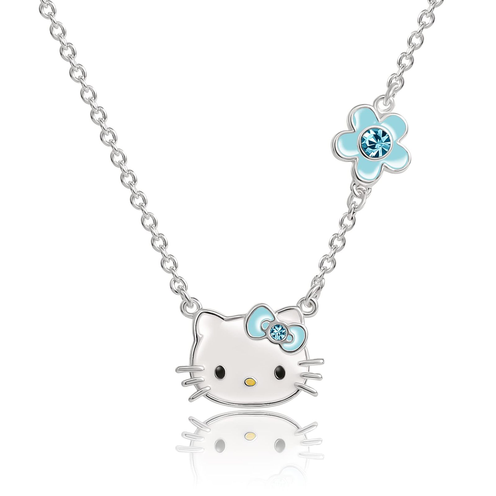 SALLY ROSE サンリオ ハローキティ 誕生石 ネックレス 18インチ - シルバーメッキ ハローキティ ネックレス 誕生石付き 公式ライセンス商品 真鍮 クリスタル