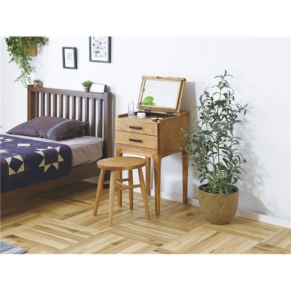 ドレッサー 約 幅40cm 木製 天然木 コンパクト 化粧台 鏡台 バーベル 組立品【代引不可】