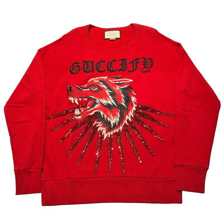GUCCI グッチ 17AW ウルフ レイ スパンコール クルーネック トレーナー