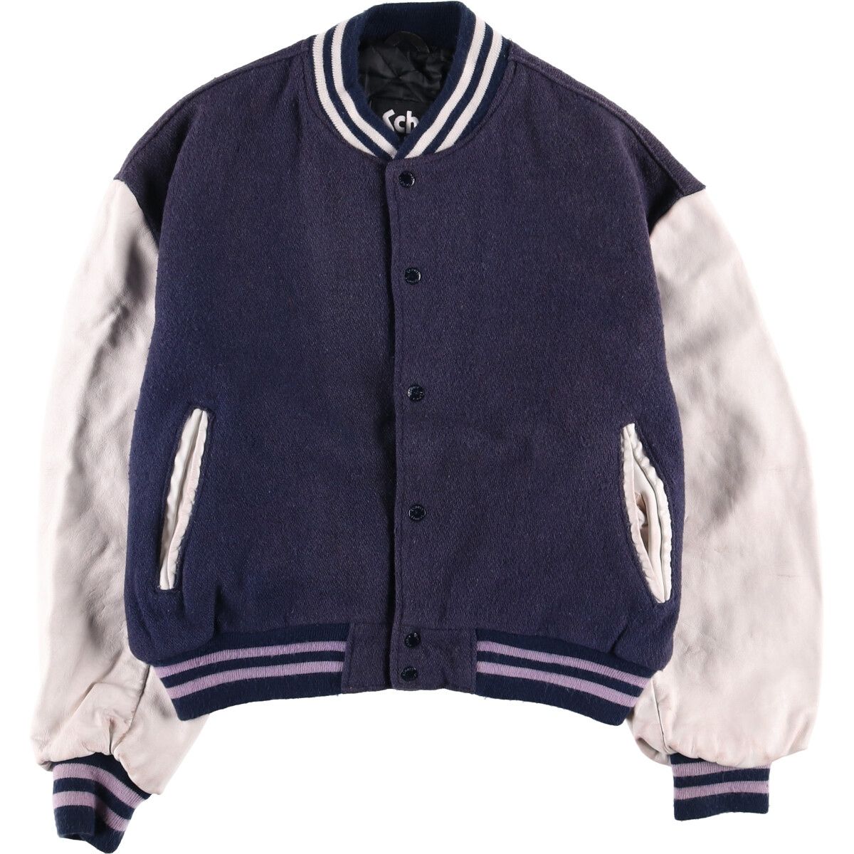 schott ショット スタジャン USA製 袖レザー 袖革 黒 刺繍 36 メンズ 1