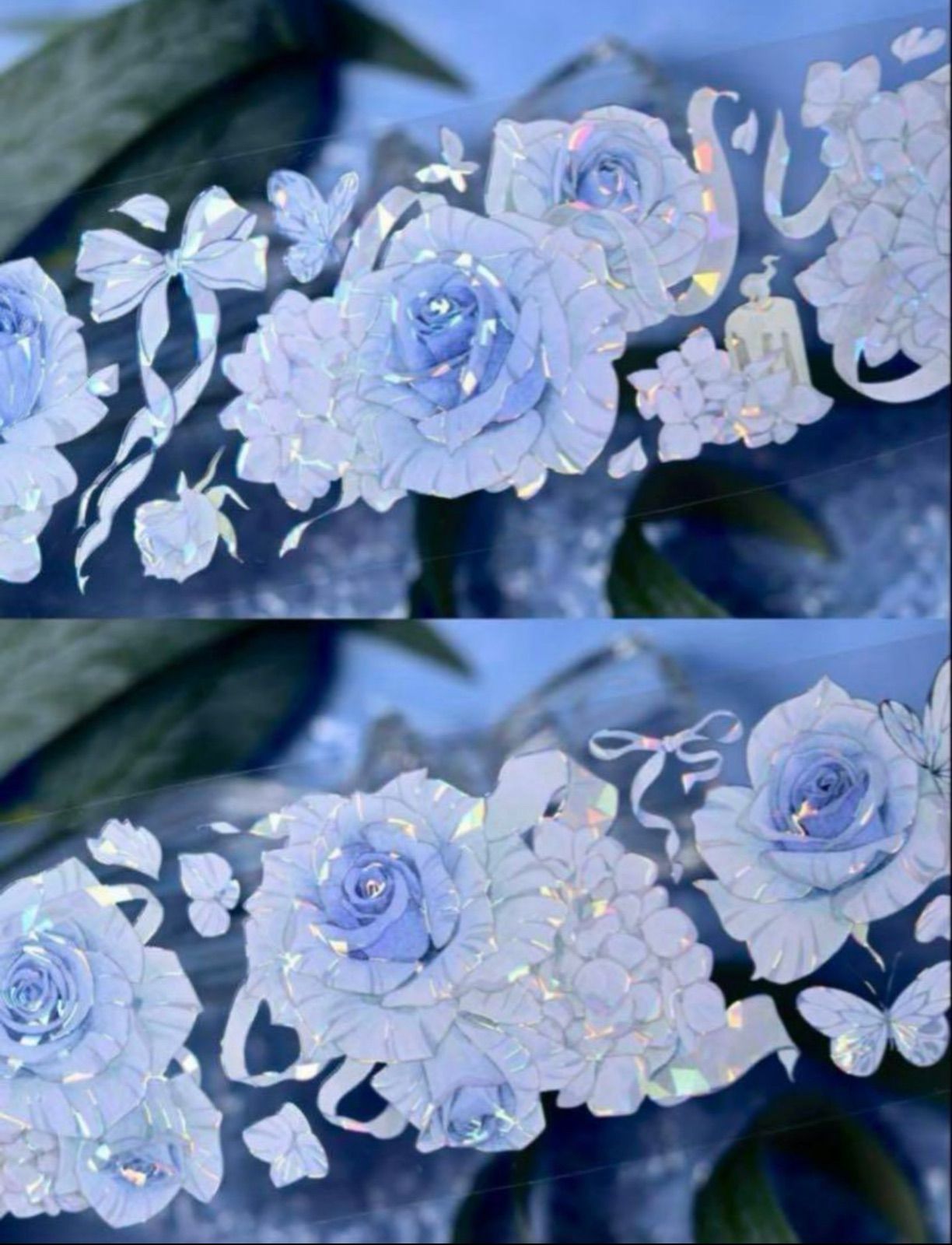 贝壳光 6cm×10m 奶蓝香香 海外マスキングテープ 海外マステ バラ