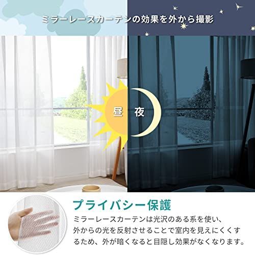 アイスグレー_幅100cm×丈220cm-カーテン2枚 レース2枚 Hansleep