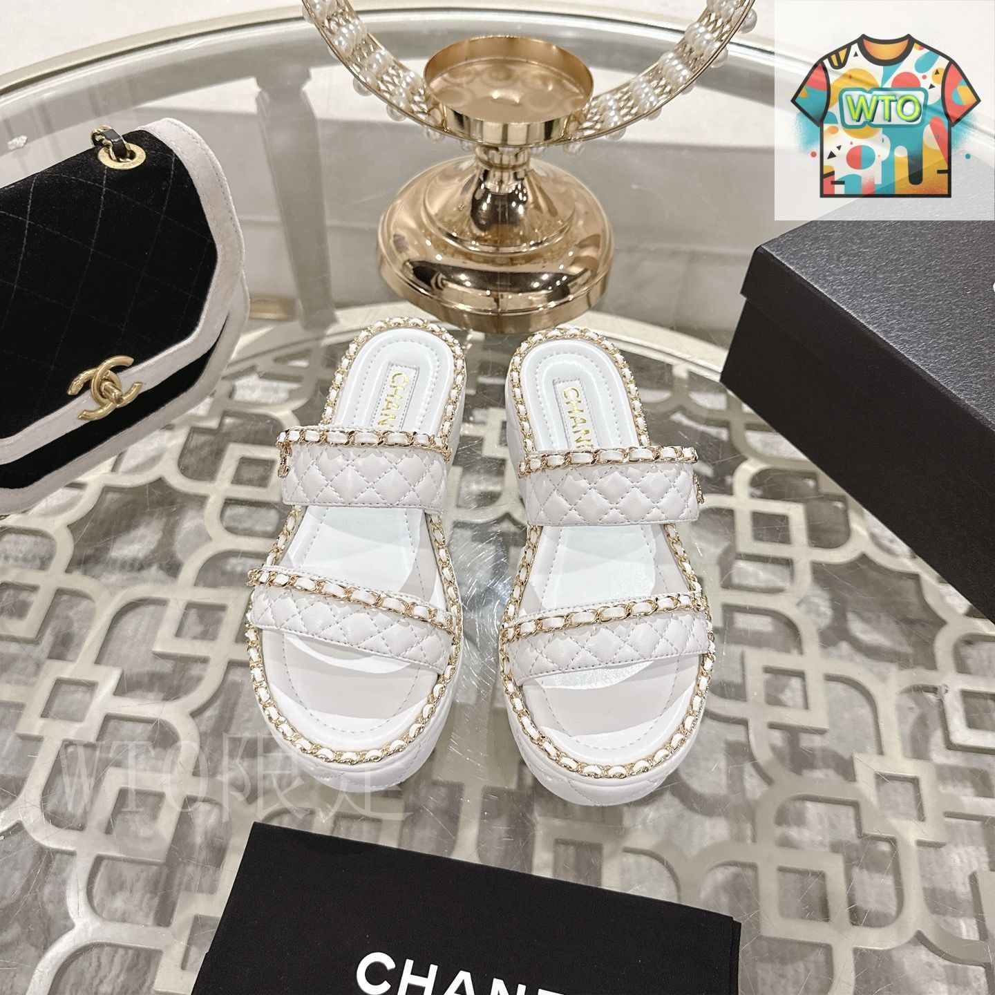 CHANEL シャネル 25SS 菱格チェーン スリッパ09