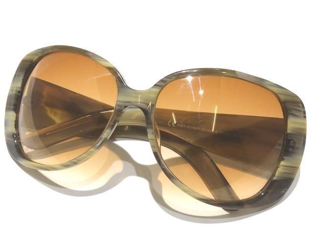 2 美品 GUCCI グッチ セルフレーム サングラス マーブル模様 カーキ 
