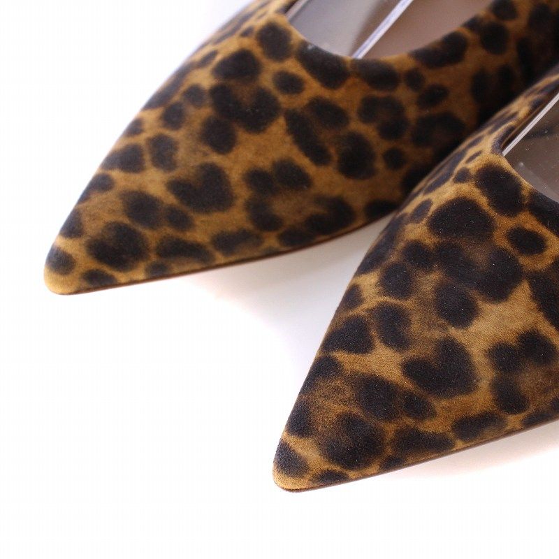 美品 BRENTA ブレンタ レオパード ポインテッド フラットパンプス ブレンタ BRENTA leopard レオパードポインテッド パンプス
