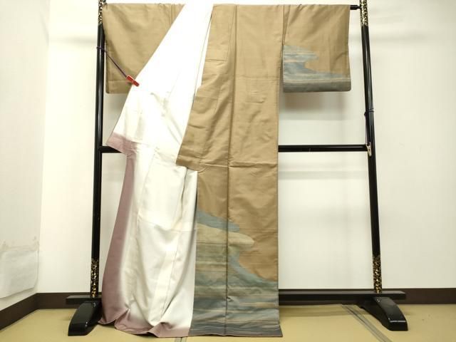 平和屋着物○西陣 じゅらく謹製 訪問着 聚蚕紬 刺繍 抽象文様 正絹