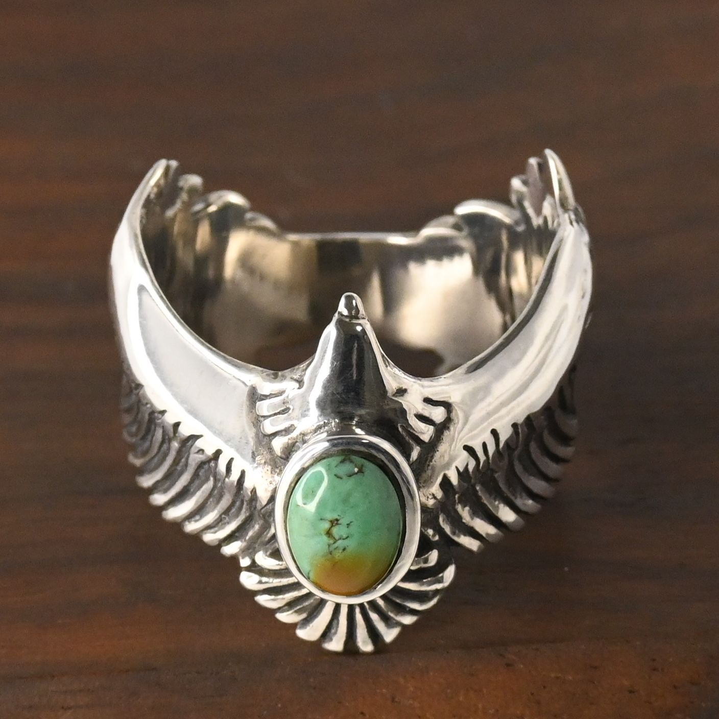研磨済】SAAD イーグル ターコイズ リング 17号 シルバー925 サード