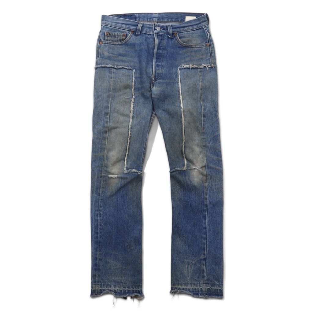 YSTRDY’S TMRRW FLEA MARKET JEANS リメイク デニムパンツ USAヴィンテージ 再構築 ジーンズ M インディゴ ブルー コットン