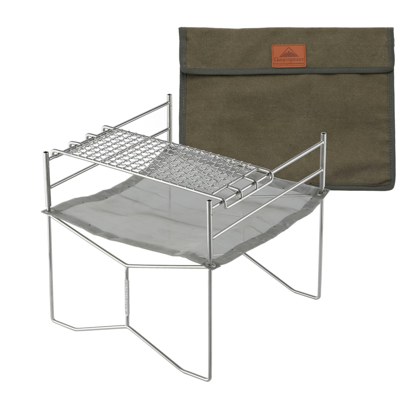 Style アミゴトク SOLO-201 キャンピングムーン CAMPING MOON 焚き火台 ソログリル B4型 ソロ 焚き火 ファイヤーメッシュ オールステンレス304 帆布製ケース付き SOLO-201