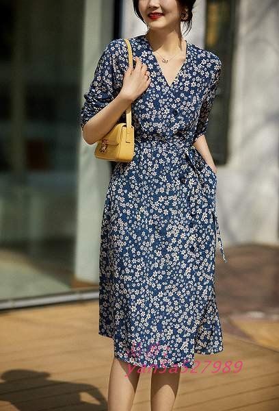 カシュクールプリントワンピース