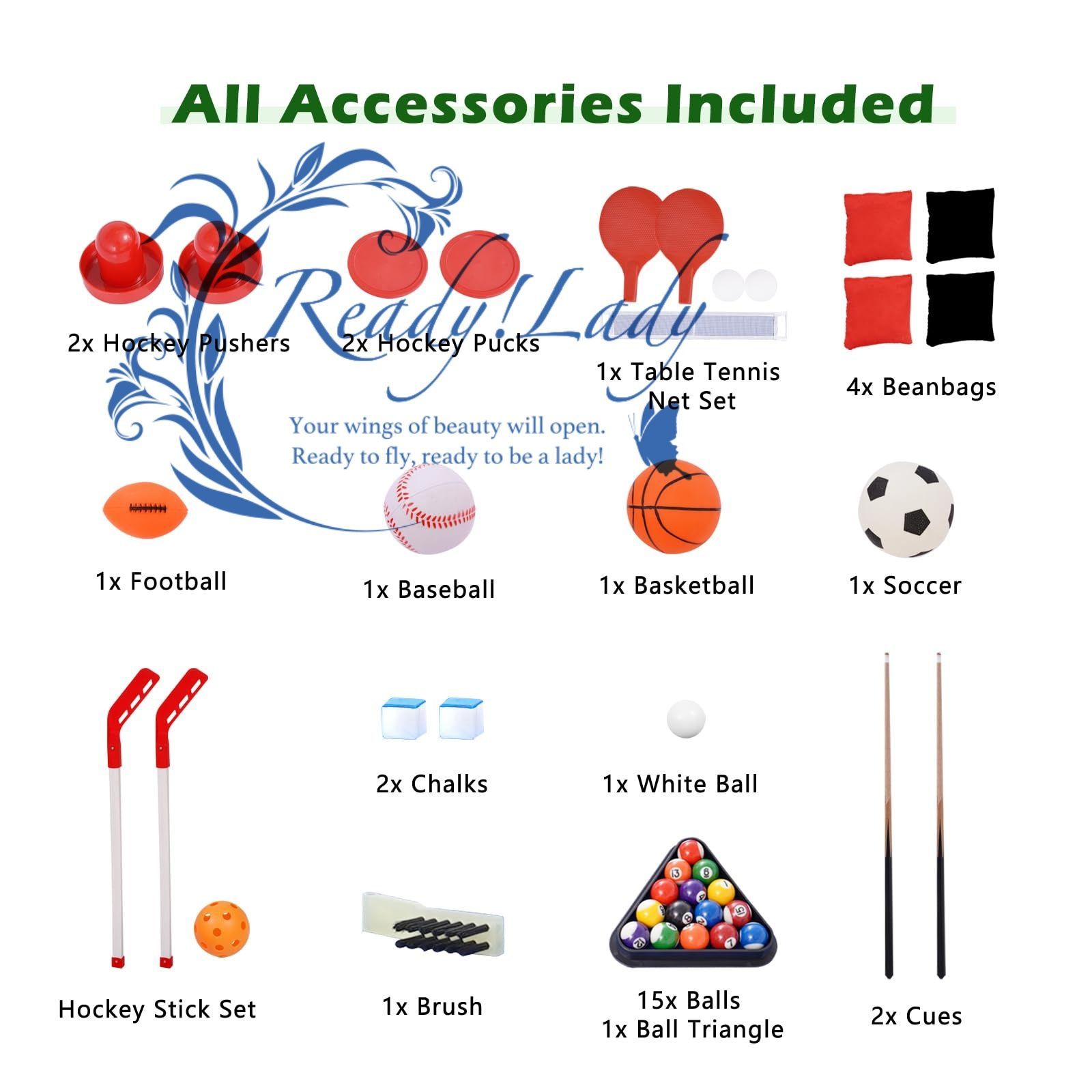 48インチのマルチゲームテーブル 9イン1コンボゲームテーブル アーケードコンビネーションゲームテーブルセット ビリヤード 卓球 ホッケー バスケットボール ビーンバッグ フーズボール付き 大人 子供 自宅 ゲームルーム用