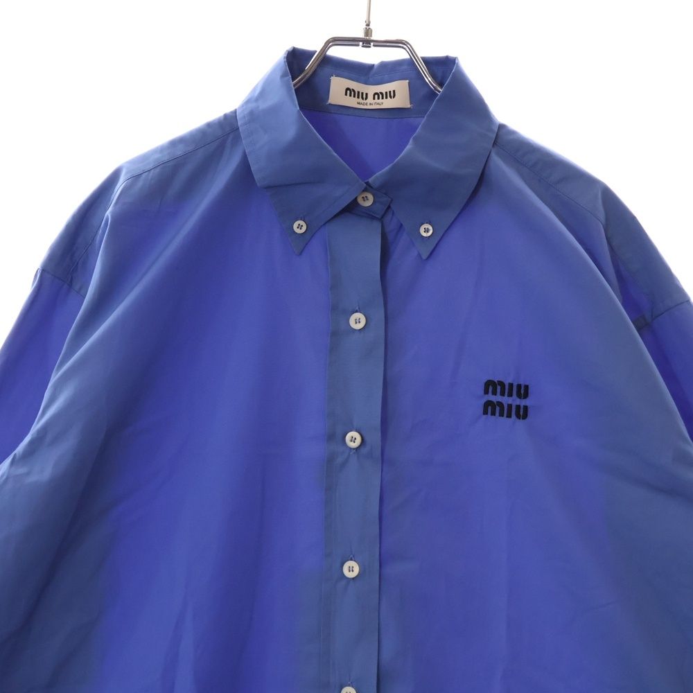 Miu Miu ミュウミュウ　ブルー ロゴ　長袖Tシャツ Miu Miu ミュウミュウ ブルー ロゴ 長袖Tシャツ
