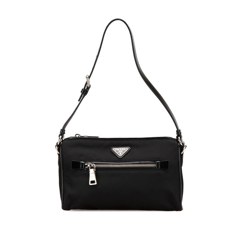 プラダ 三角ロゴプレート ハンドバッグ ワンショルダーバッグ BN1834 ブラック ナイロン レザー レディース PRADA 1-0209207