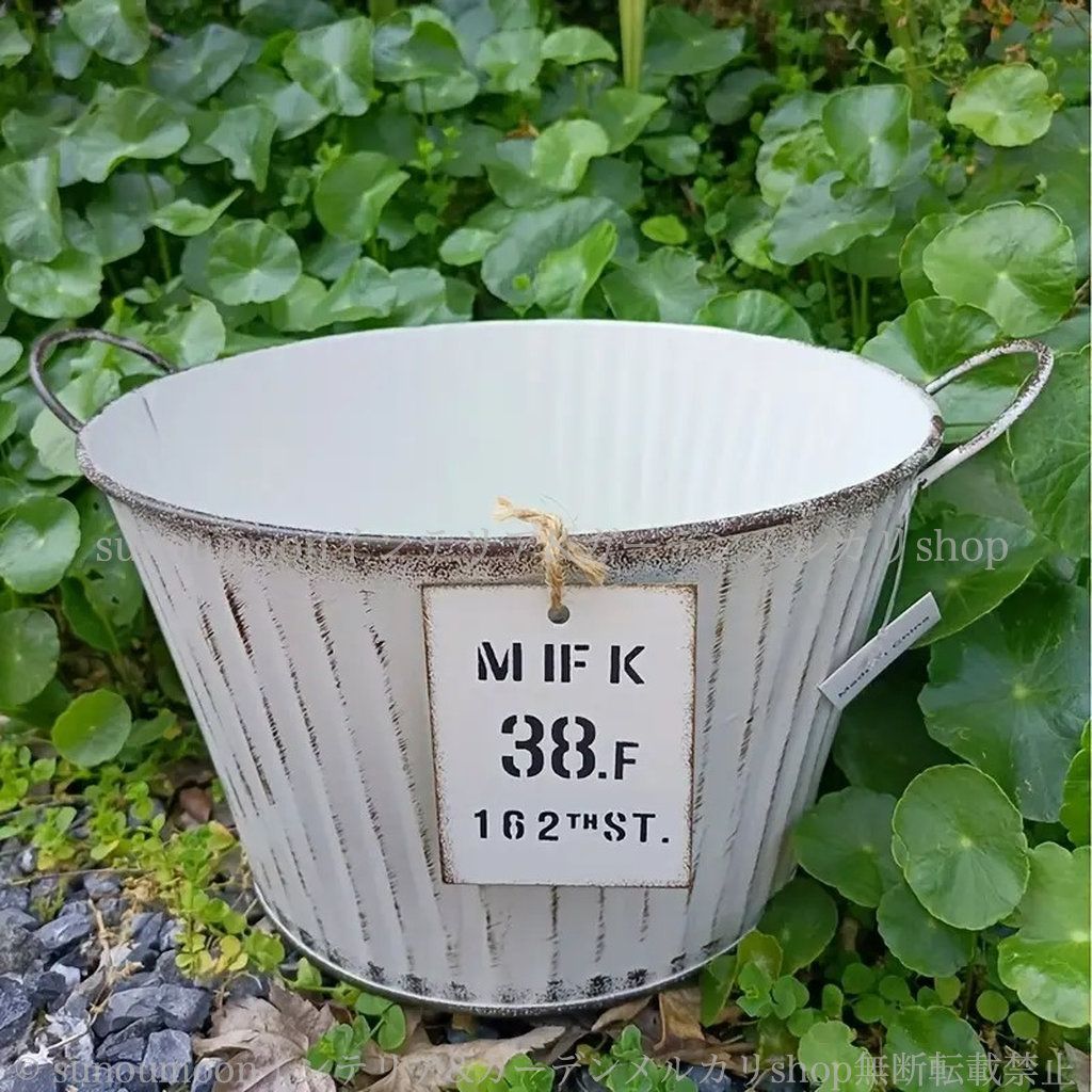 シャビーシック 白 シャビー加工 インテリア ガーデニング 雑貨 ガーデン雑貨 お洒落 モダン 鉄製 バケツ 庭 錆び防止 ガーデン プランター 庭の装飾 おしゃれ ホワイト ガーデンインテリア 4-7 フレンチ ヴィンテージ調 YUZUMIYA_COM