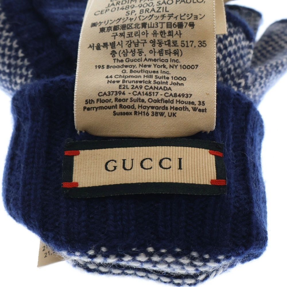 GUCCI (グッチ) カシミア フィンガーレスグローブ 手袋 ネイビー