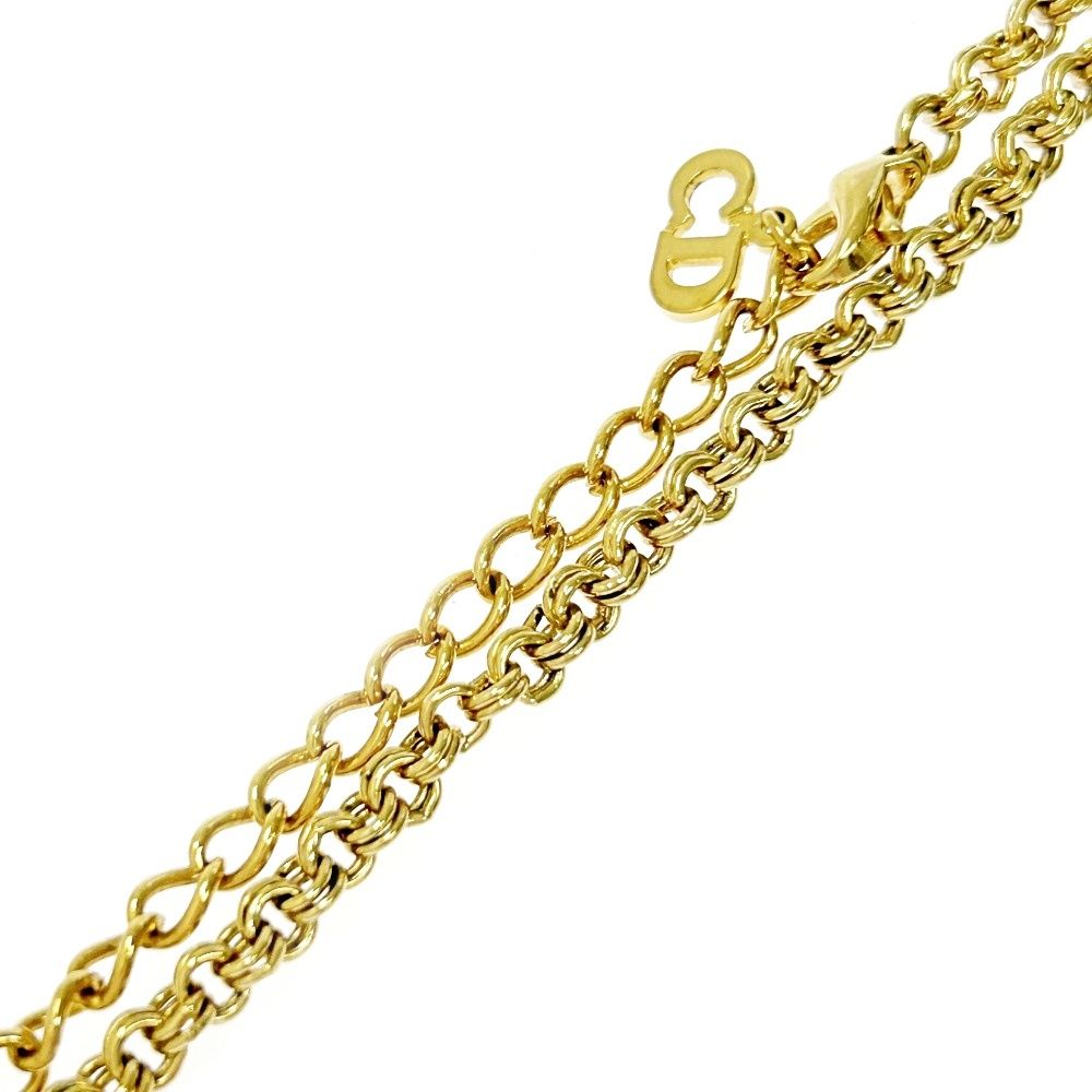 Christian Dior ラインストーン付きCDロゴチャームネックレス美品 Christian Dior ラインストーン付きCDロゴチャームネックレス 美