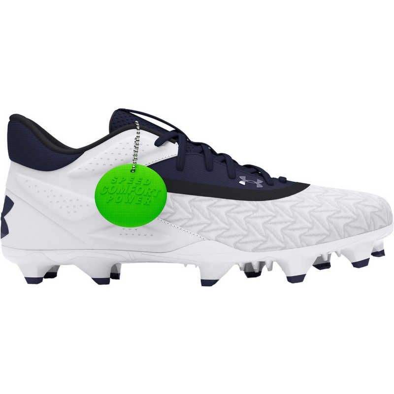 未開梱 アンダーアーマー ベースボールシューズ UAヤード マイクロティップス TPU 3.0 メンズ 25.5cm 幅 D White×Midnight Navy×Midnight Navy 3027449