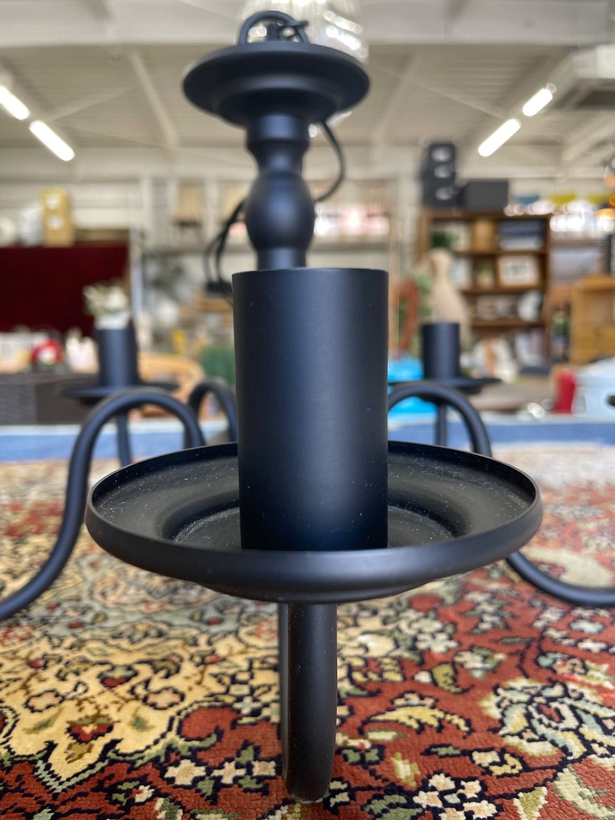 5灯シャンデリア 黒アイアン