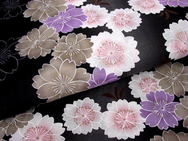着物美人 送料込み 浴衣 くすみ 綿紅梅 木綿 女浴衣 浴衣女性 浴衣女の子 浴衣単体 単品 浴衣くすみ くすみ浴衣 浴衣黒 浴衣桜 浴衣変り織り 浴衣木綿 夏着物 街着 大人 女性 女の子 M F L 156-168【 黒 八重桜 】m430223