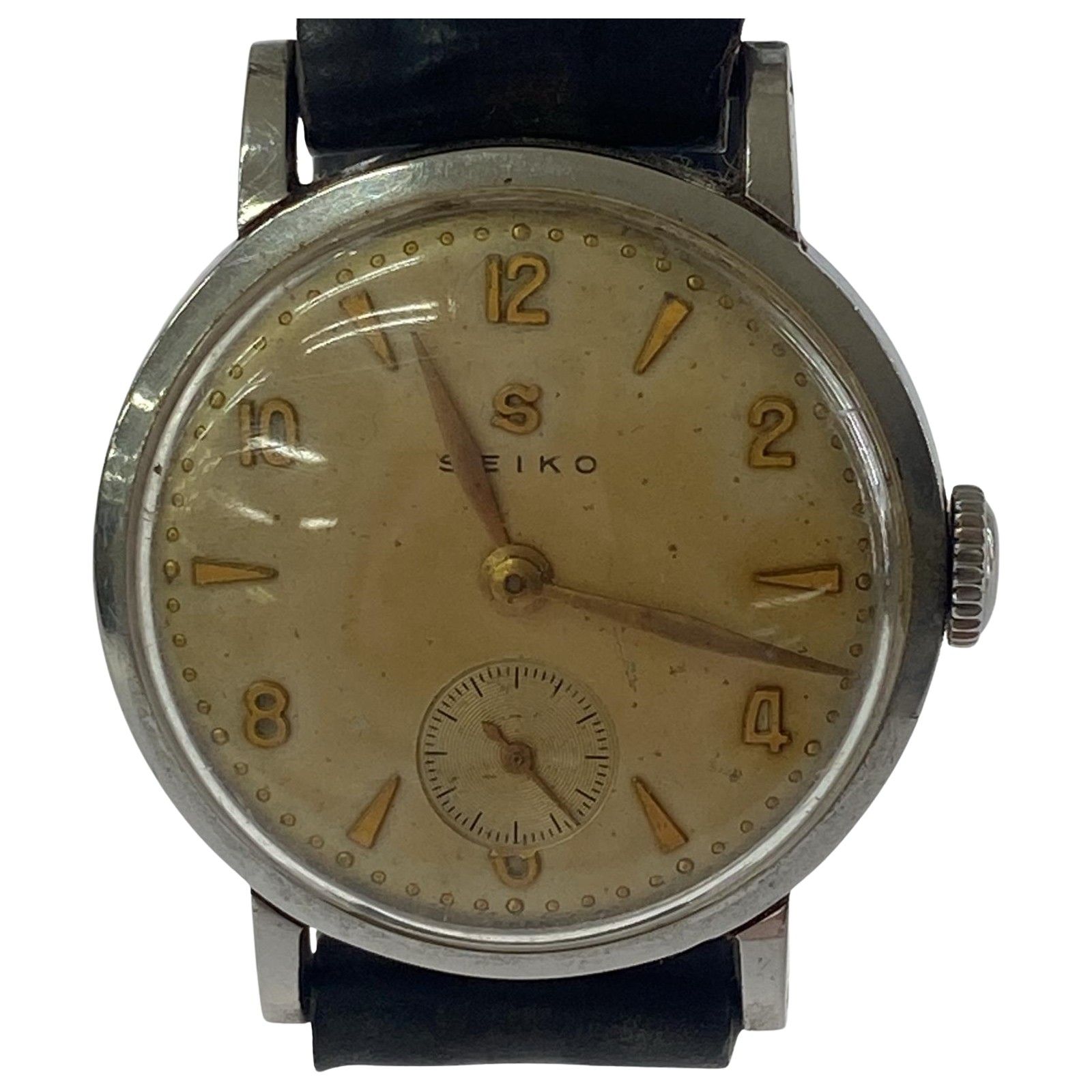 SEIKO セイコー レザーベルト腕時計|シルバー×ブラック