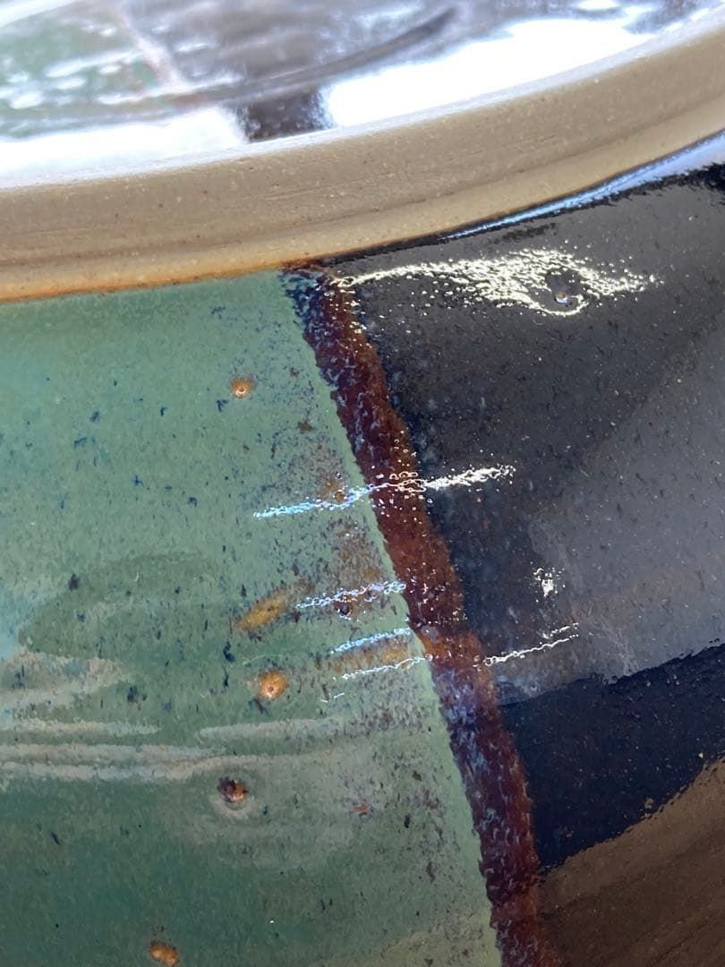 値下げ！未使用！鳥取民藝　中井窯　深鉢　染め分け大皿　24cm 飾り皿　牛ノ戸焼 未使用！鳥取民藝 中井窯 深鉢 染め分け大皿 24cm 飾り皿 牛ノ戸焼