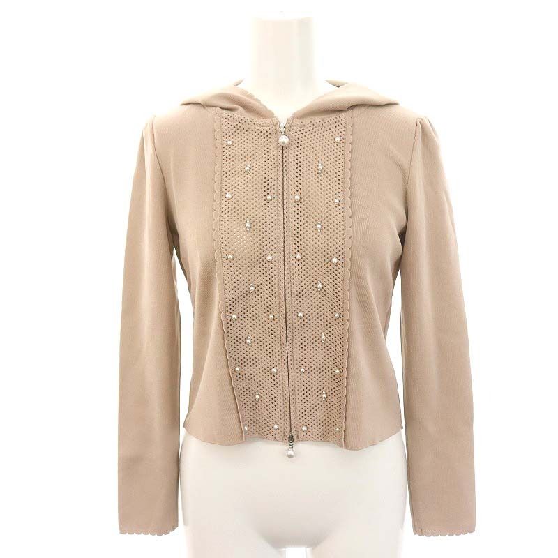 ルネ Rene パールモチーフ Wジップ ニットパーカー フード 34