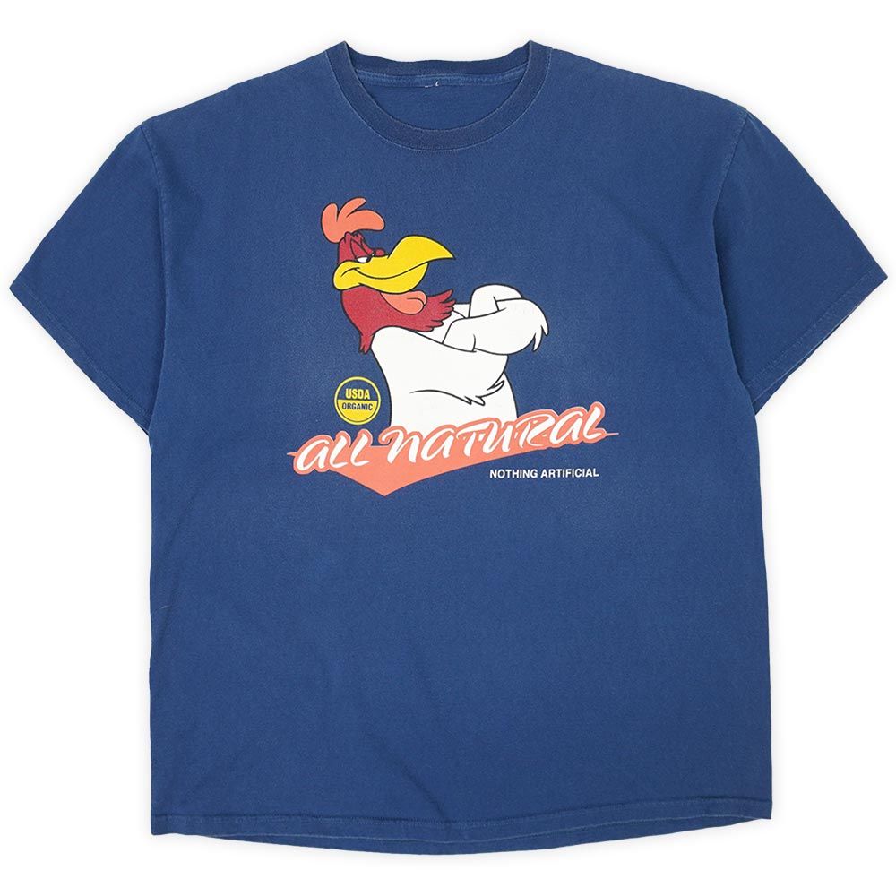 ルーニーテューンズ LOONEY TUNES 90's 90年代 FOGHORN LEGHORN フォグホーン・レグホーン キャラクター プリント  USDA ビンテージ VINTAGE 古着 Tシャツ ネイビー 紺 XL相当【中古】