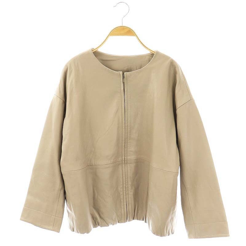 【未使用品】BEARDSLEY(ビアズリー) ラムレザーブルゾン ベージュ BEARDSLEYビアズリー ラムレザー ノーカラー ジャケット