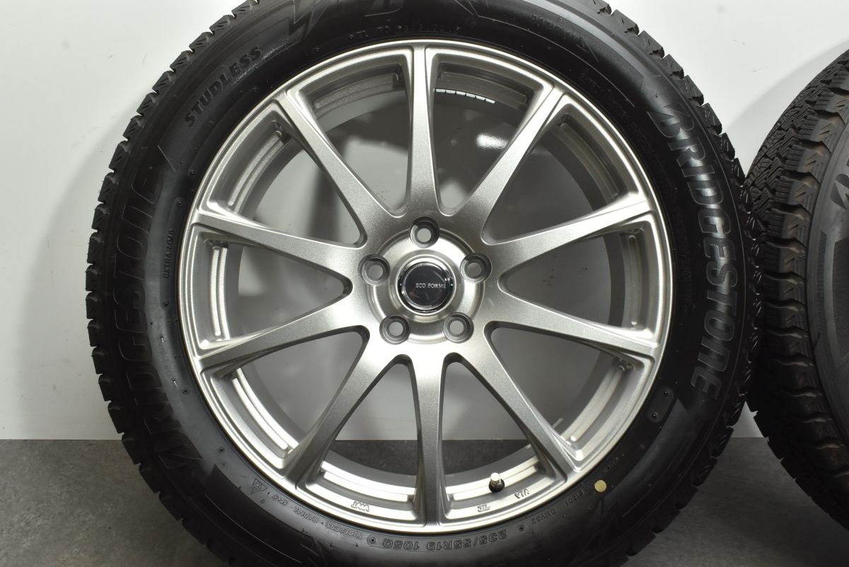 【バリ溝 美品】エコフォルム 19in 7.5J +42 PCD114.3 ブリヂストン ブリザック DM-V3 235/55R19 NX RAV4 エクストレイル CX-60 送料無料