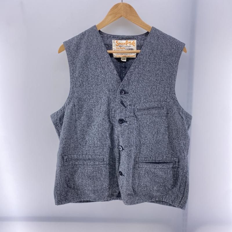 シュガーケーン　9oz ブラックコバート　ワークベスト　42 SUGAR CANE シュガーケーン 9オンス ブラック コバート ワーク ベスト