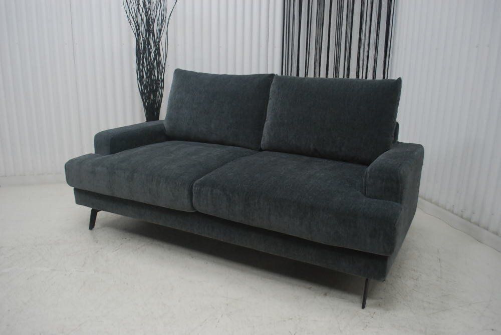 アウトレット 現品限り 一部 大 ラグジュアリーモダン ファブリック 164ｃｍ幅 チャコールブラック ソファー 250122-エレーナ2ｐ NEXPOTALLINN_EU