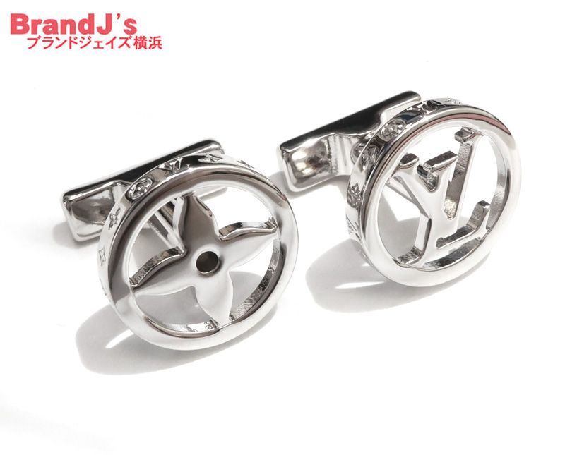 ♥ ルイヴィトン カフリンク LV キャッチ モノグラム フラワーモチーフ シルバー M80188 LOUIS VUITTON 現行モデル |34336